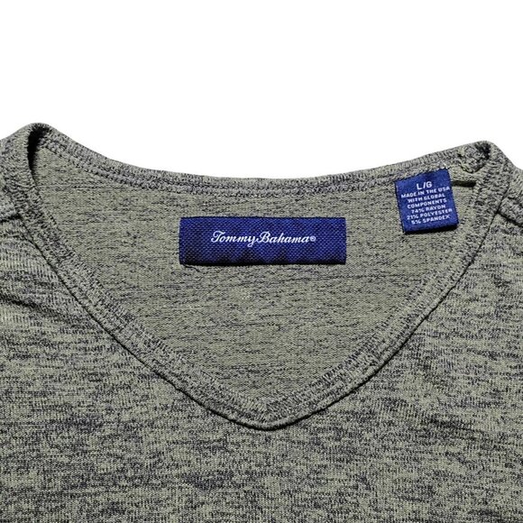 Tommy Bahama Men’s L Green V-Neck Long Sleeve Lightweight Pullover Casual Shirt - Picture 9 of 12